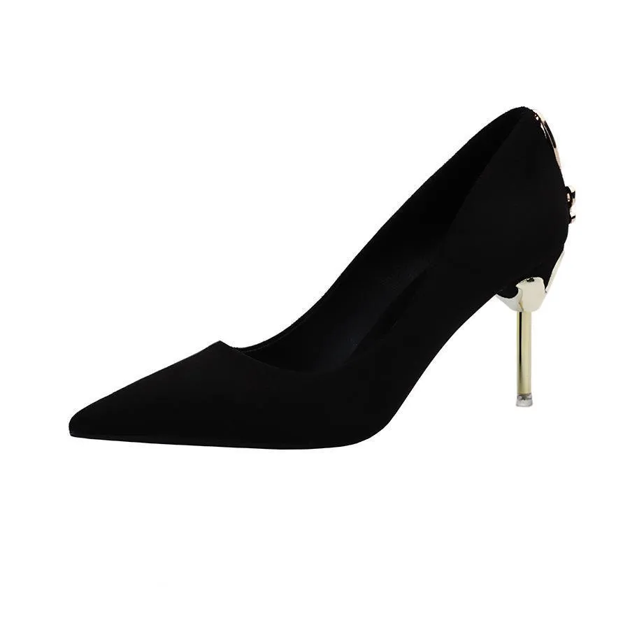 Metal Bow Pointed Toe Stiletto Heel Pumps Bridal Shoes