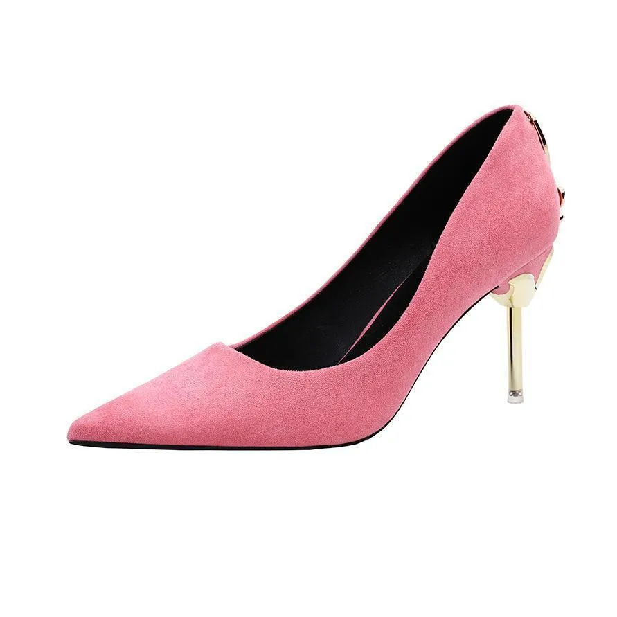 Metal Bow Pointed Toe Stiletto Heel Pumps Bridal Shoes