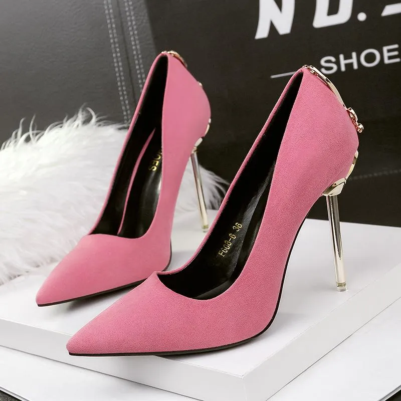 Metal Bow Pointed Toe Stiletto Heel Pumps Bridal Shoes