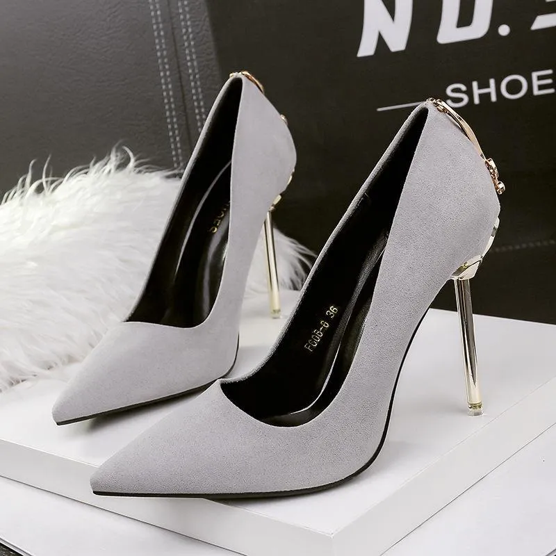 Metal Bow Pointed Toe Stiletto Heel Pumps Bridal Shoes
