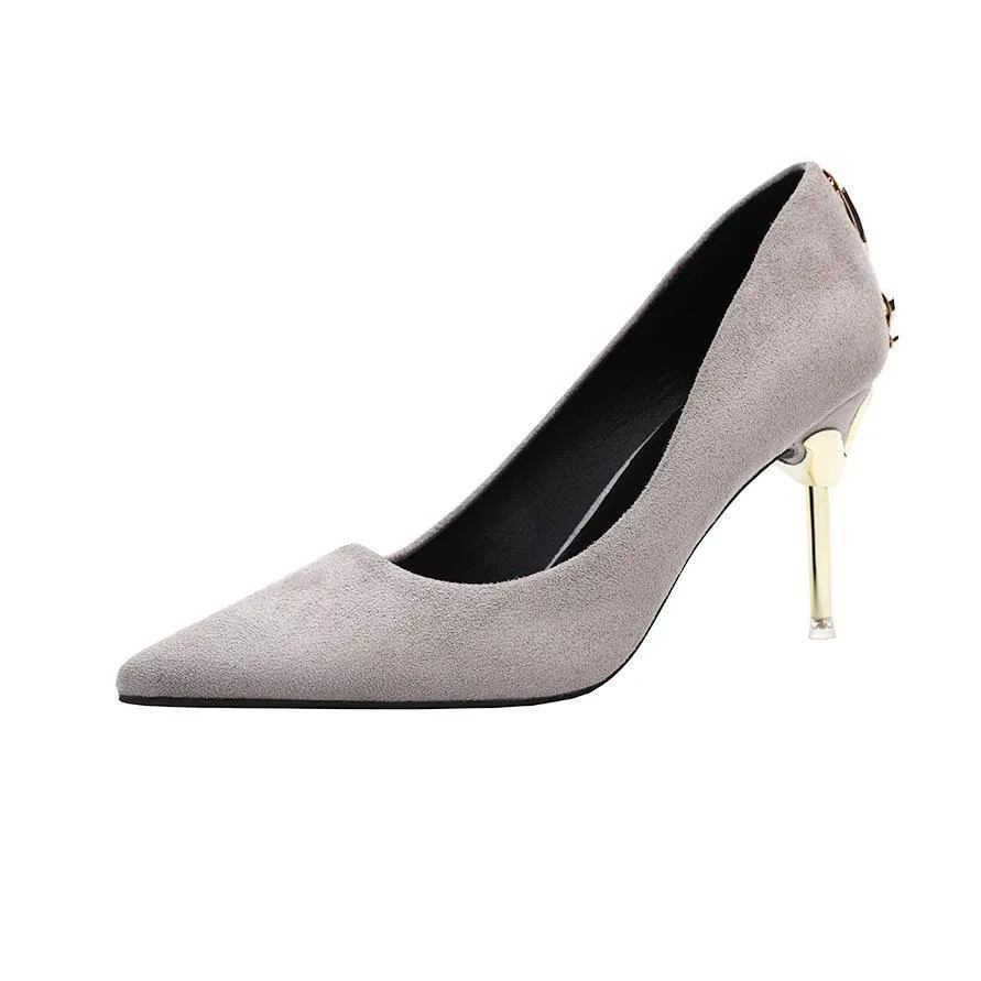 Metal Bow Pointed Toe Stiletto Heel Pumps Bridal Shoes