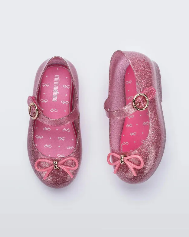 Mini Melissa Sweet Love Pink Glitter Shoes