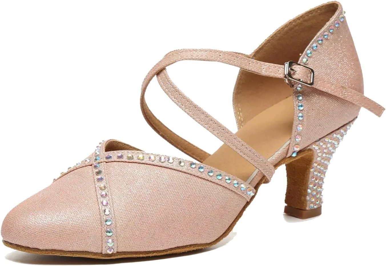 Minishion Women Rhinestone Dancing Shoes Closed T oe Formal Wedding Pumps