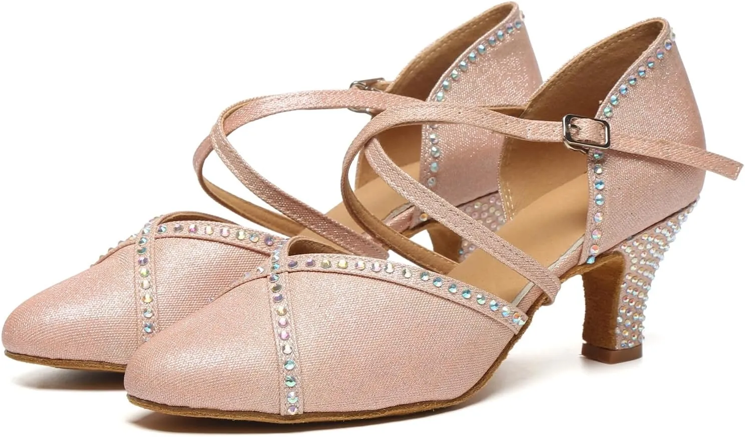Minishion Women Rhinestone Dancing Shoes Closed T oe Formal Wedding Pumps
