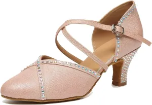 Minishion Women Rhinestone Dancing Shoes Closed T oe Formal Wedding Pumps