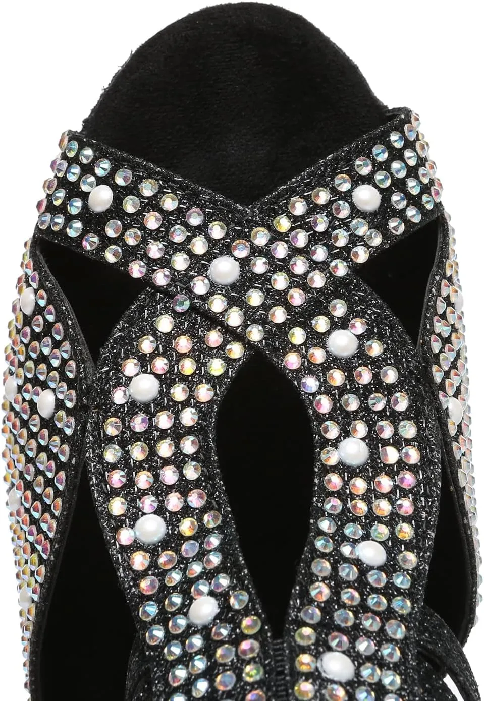 Minishion Women's Latin Salsa Crystals Studded Glitter Zip Dancing Shoes Wedding Ankle Sandals L417