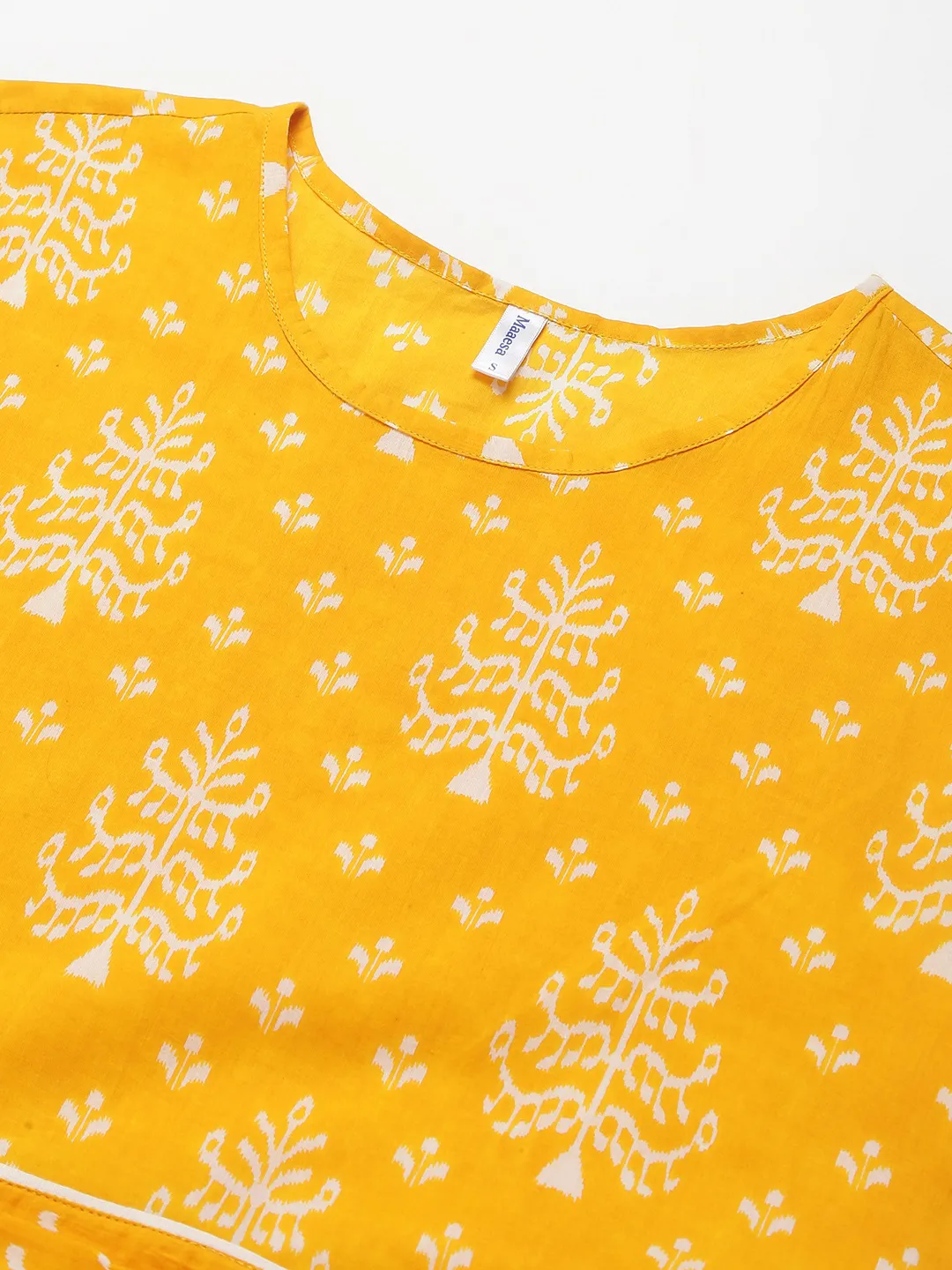 Orange Cotton  Ethnic Motifs A-Line Midi Dress