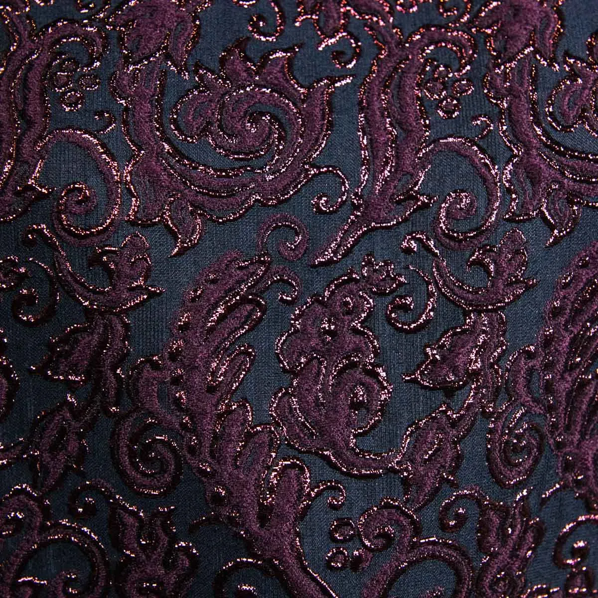 Oscar de la Renta Burgundy & Black Brocade Dress Size XL | US 12