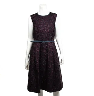 Oscar de la Renta Burgundy & Black Brocade Dress Size XL | US 12