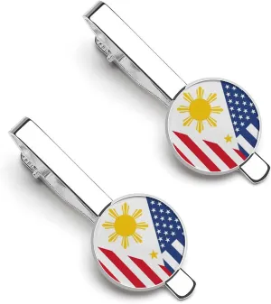 Philippines Flag U.S. Tie Clips for Men 2Pcs Silver Tie Bar Regular Ties Pins Necktie Tacks for Wedding Philippines Flag U.S. Tie Clips for Men 2Pcs Silver Tie Bar Regular Ties Pins Necktie Tacks for Wedding