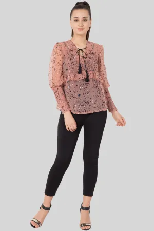 Pink Gathered yoke top