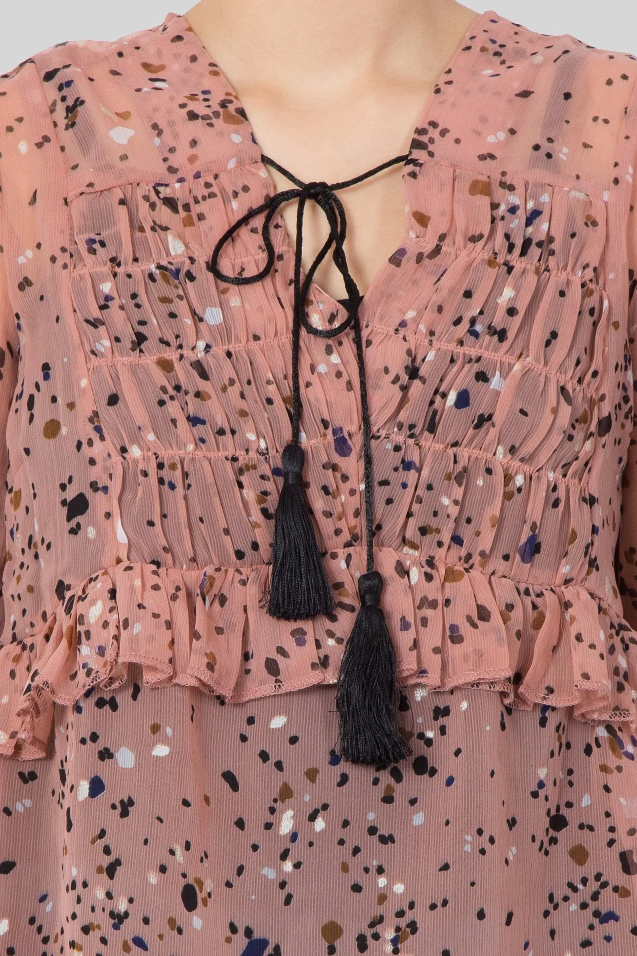 Pink Gathered yoke top