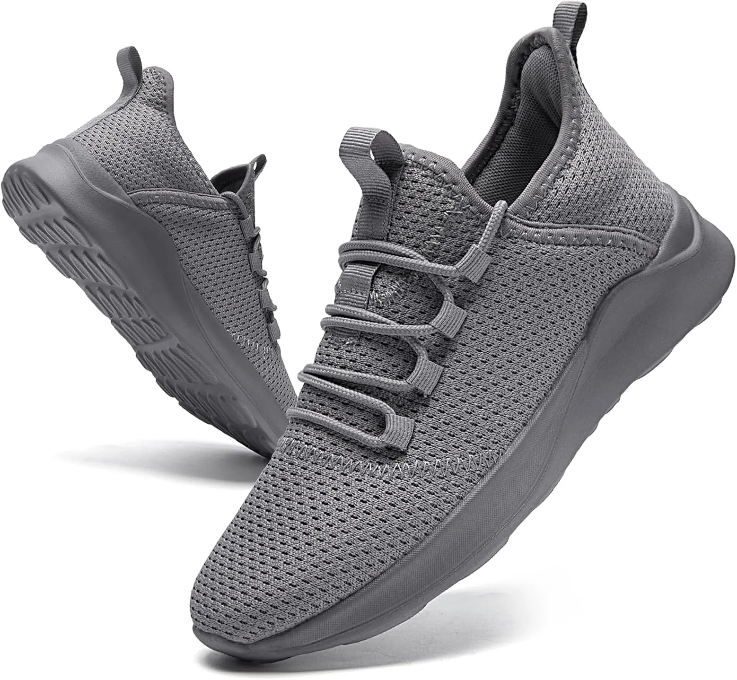 QIJGS Running Shoes for Men Tennis Gym Sneakers Casual Athletic Mesh Lightweight Sports Fashion Workout Shoes-Light Gray-12 Grey