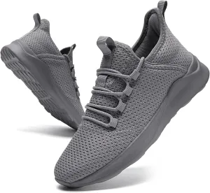 QIJGS Running Shoes for Men Tennis Gym Sneakers Casual Athletic Mesh Lightweight Sports Fashion Workout Shoes-Light Gray-12 Grey