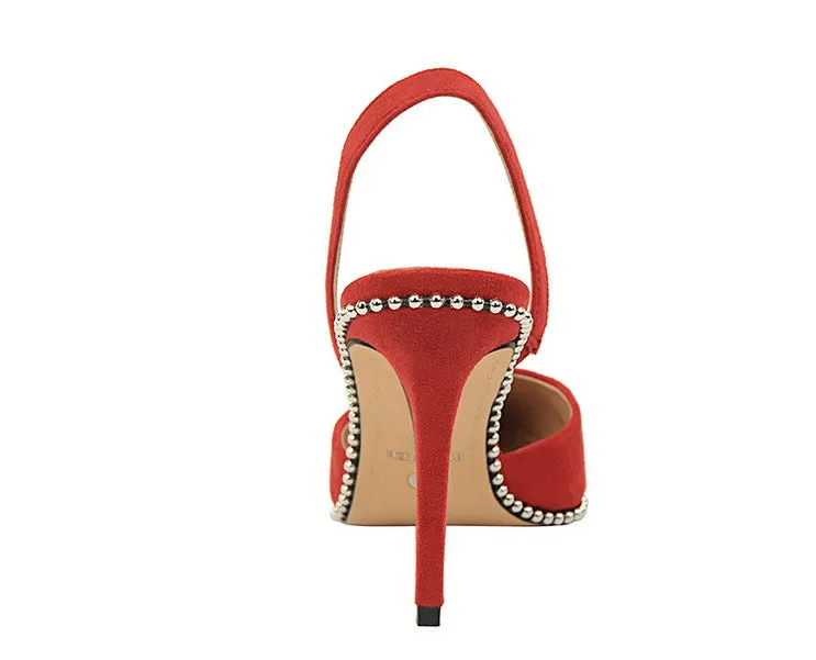 Riveted Leather Pumps w Slingback