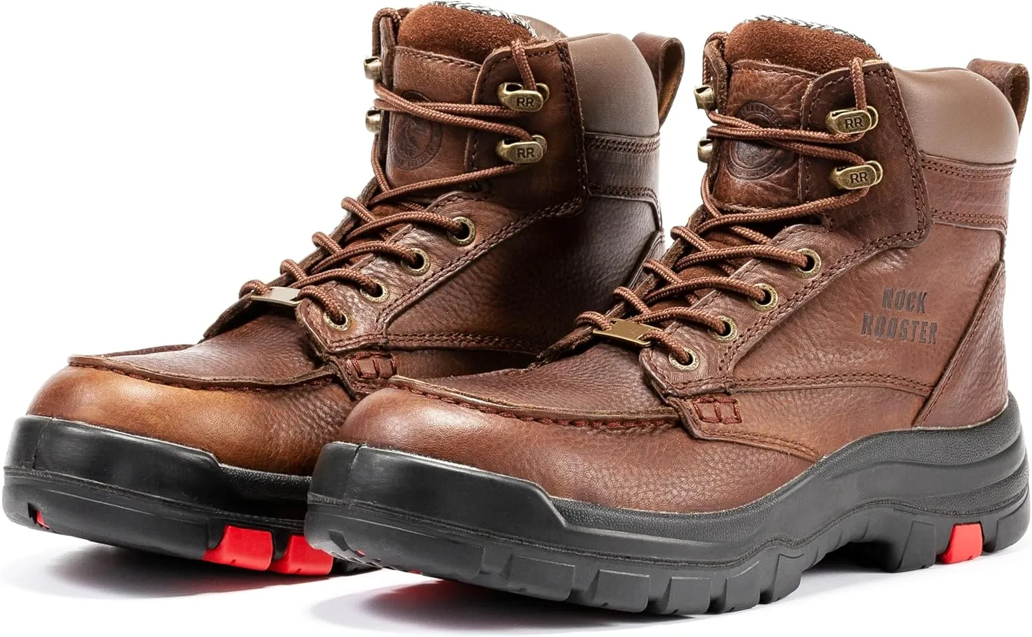 ROCKROOSTER Waterproof Work Boots for Men, 6 Inch Steel Toe Wide Comfortable Electrical Hazard Moc Toe Work Boot(AK372)