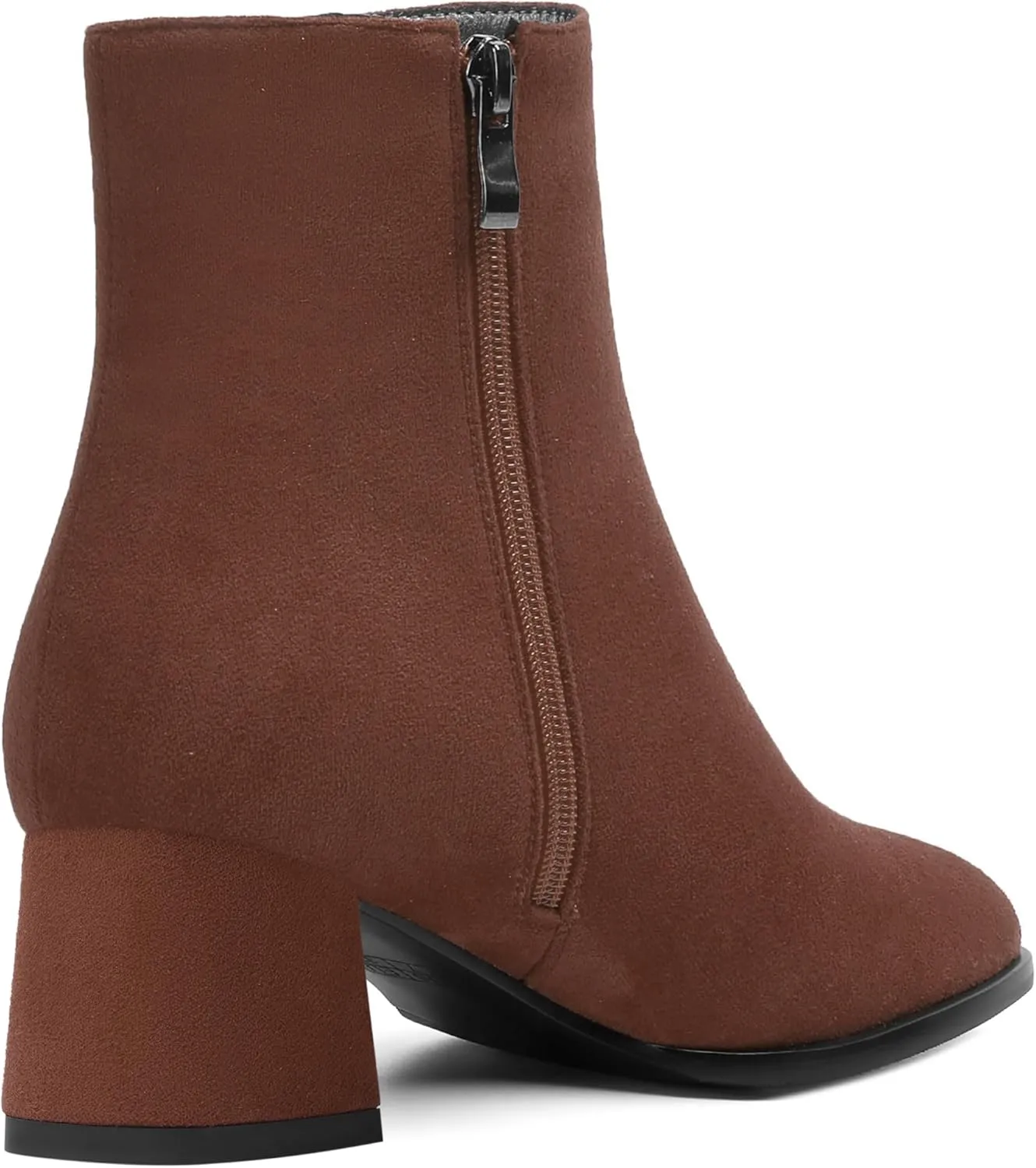 ROSERWISH Womens Wedding Dress Stylish Round Toe Suede Zip Chunky Low Heel Ankle High Boots 2 Inch