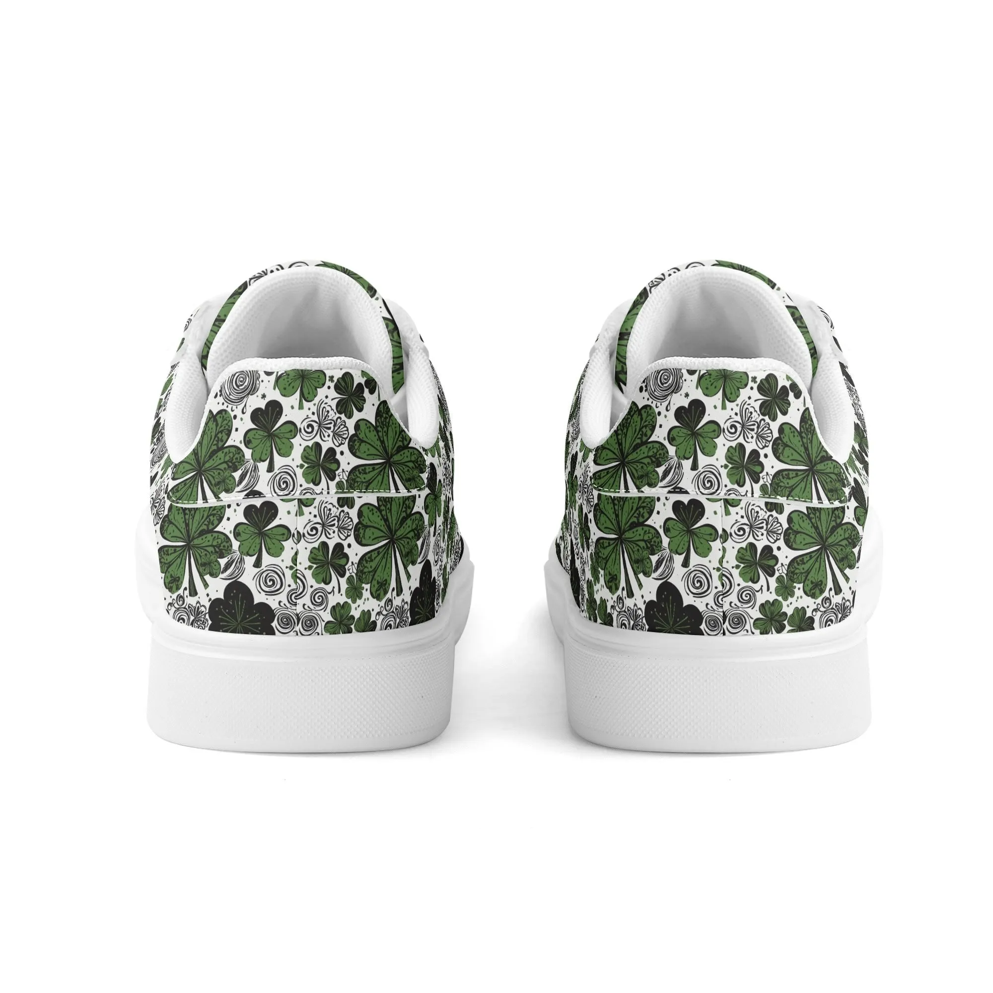 Scribbled Clover Adult Lightweight Brand Low Top Leather Shoes