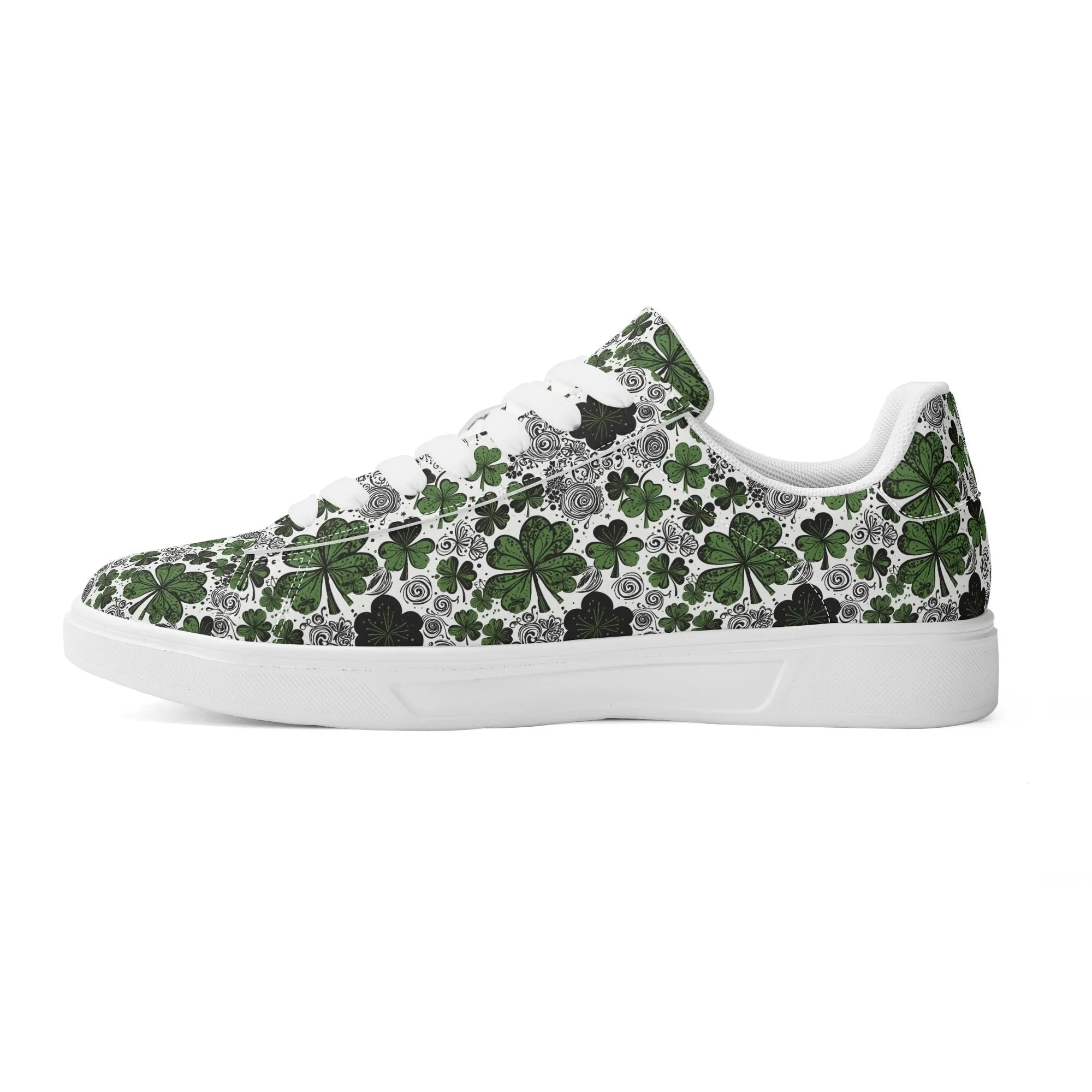Scribbled Clover Adult Lightweight Brand Low Top Leather Shoes