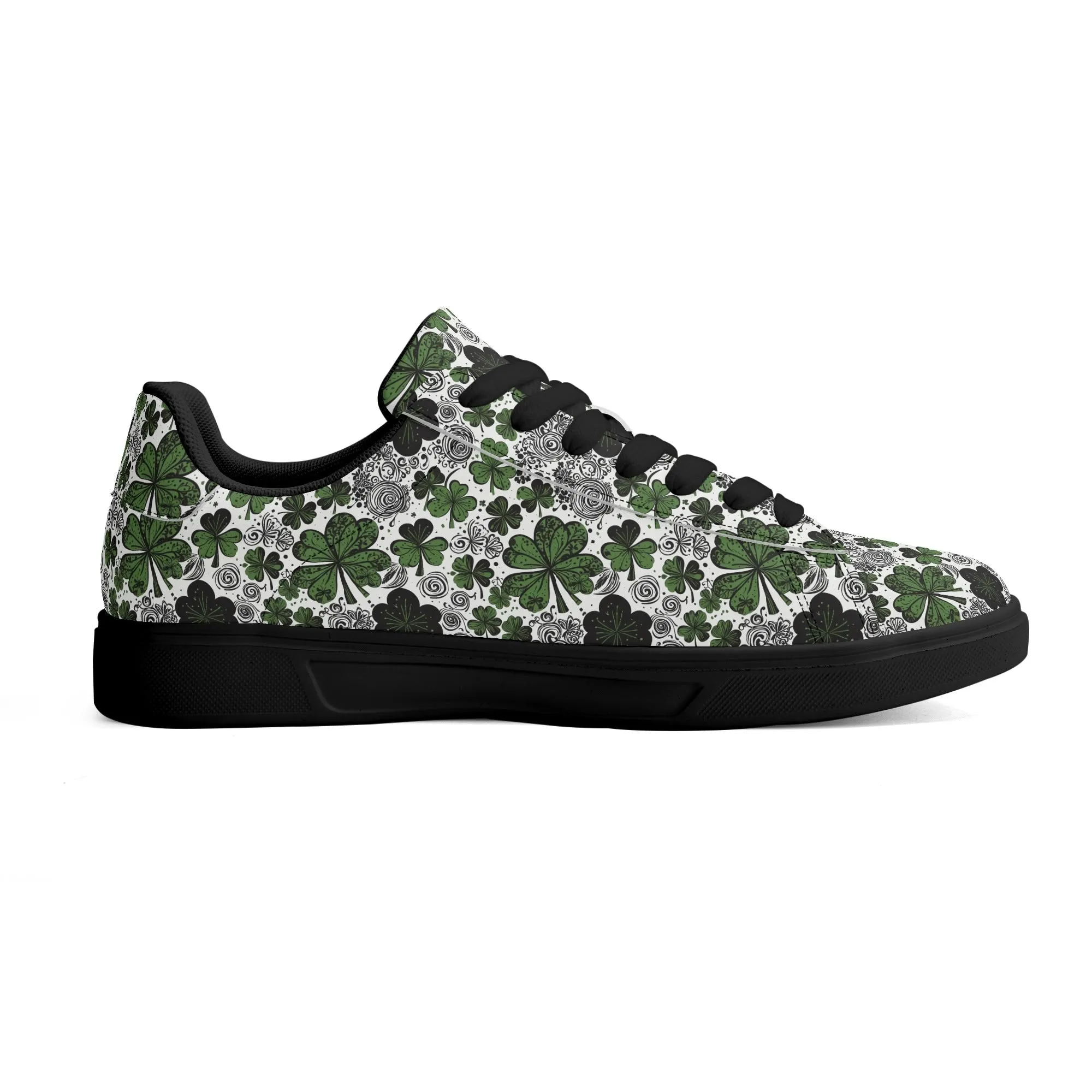 Scribbled Clover Adult Lightweight Brand Low Top Leather Shoes