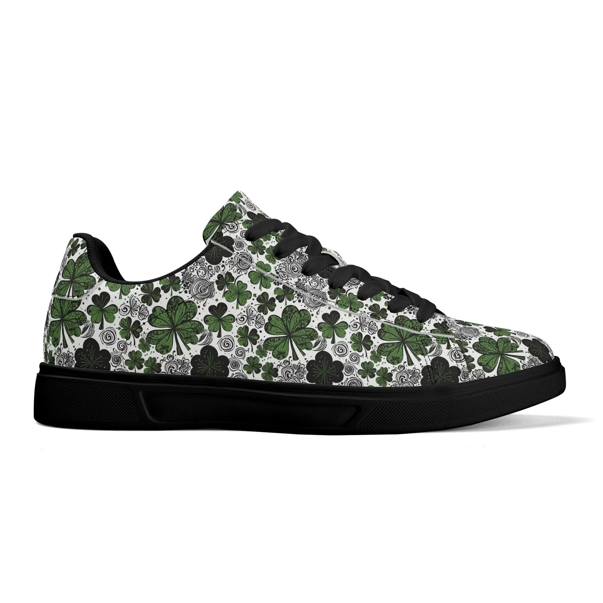 Scribbled Clover Adult Lightweight Brand Low Top Leather Shoes