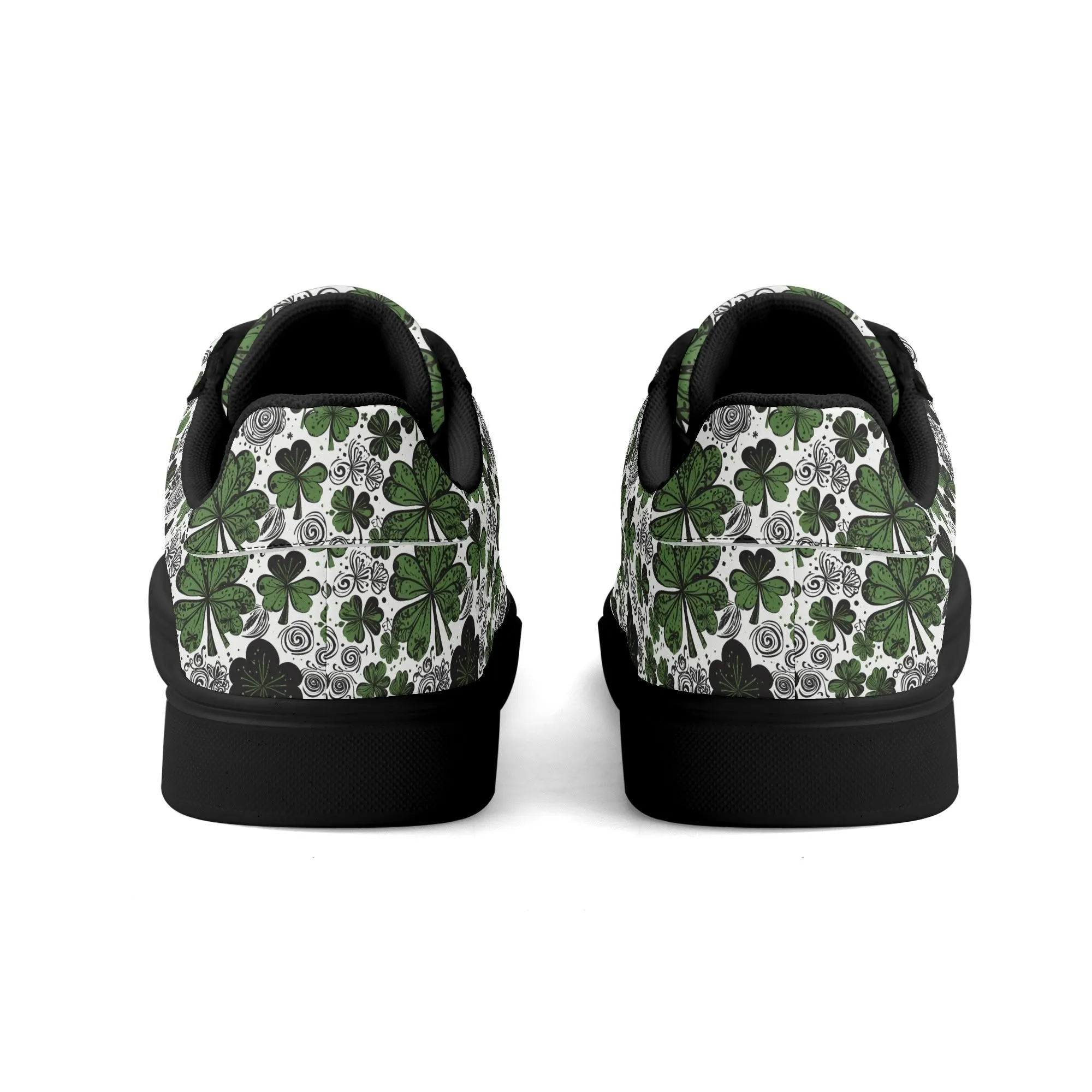 Scribbled Clover Adult Lightweight Brand Low Top Leather Shoes