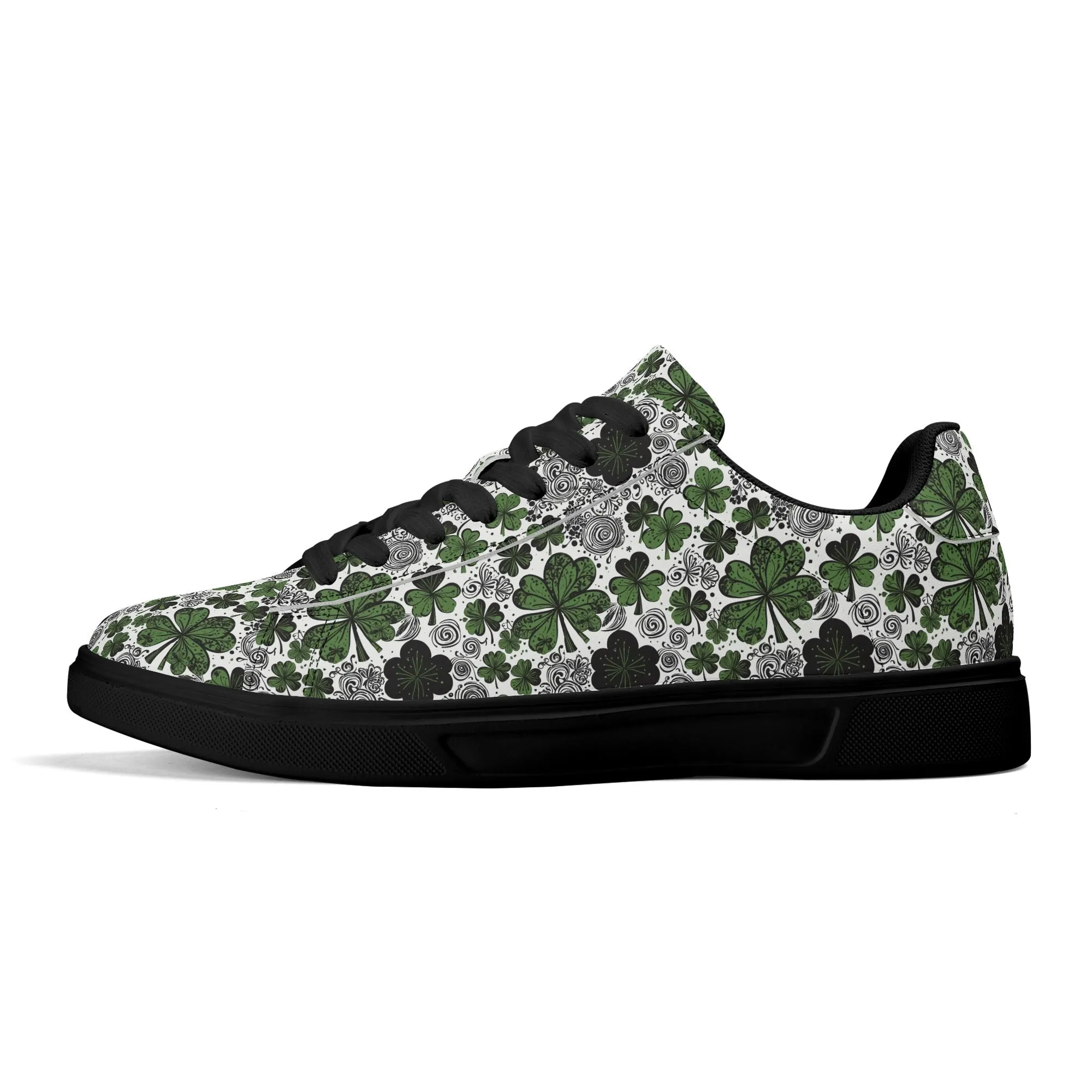Scribbled Clover Adult Lightweight Brand Low Top Leather Shoes