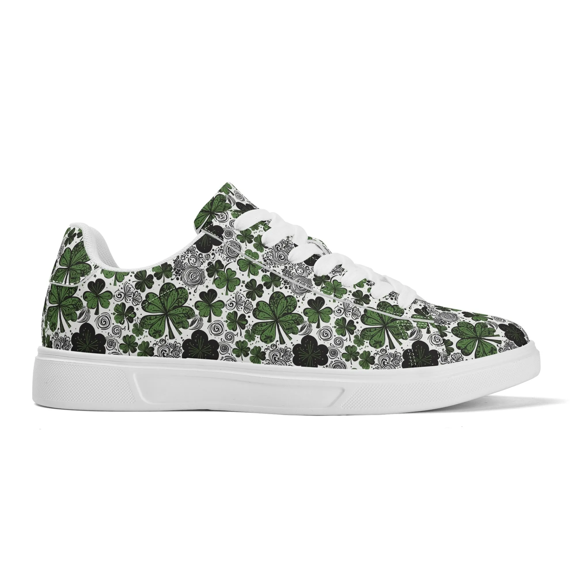 Scribbled Clover Adult Lightweight Brand Low Top Leather Shoes