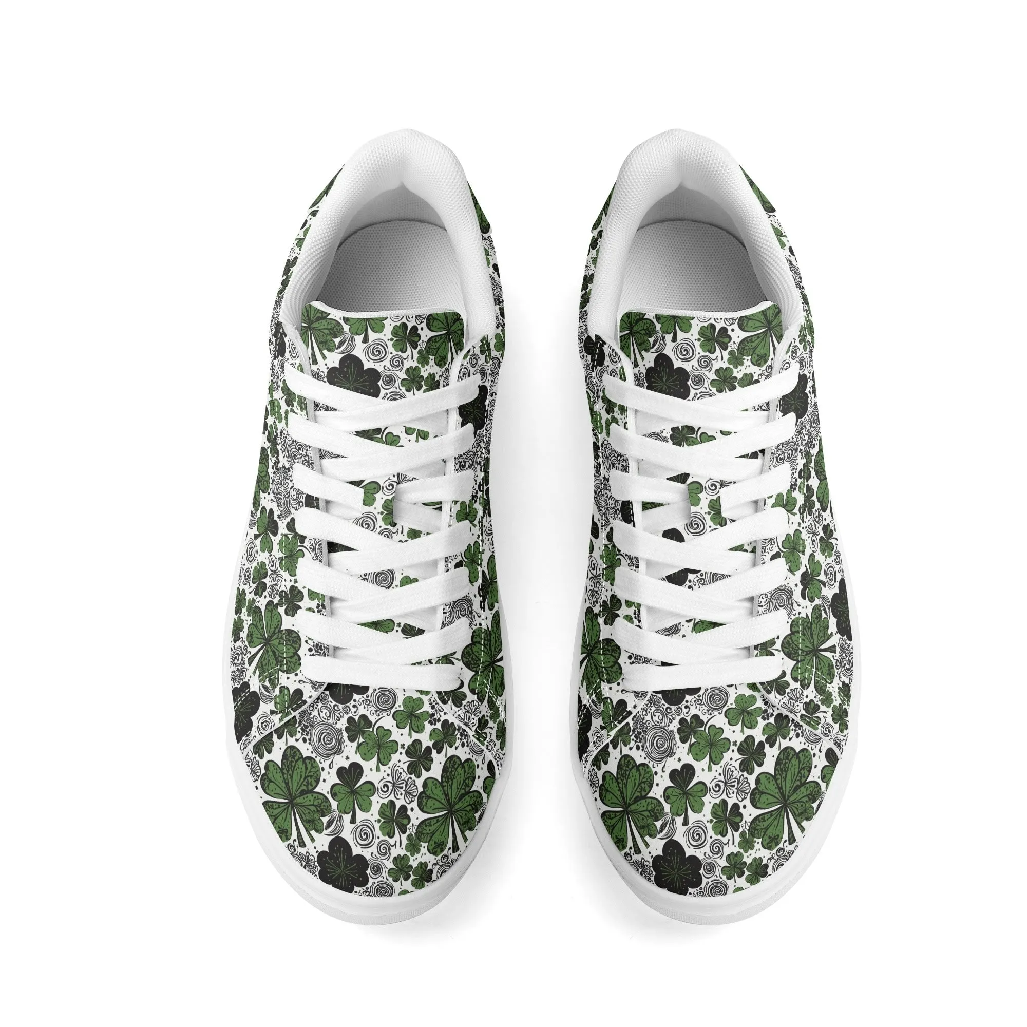 Scribbled Clover Adult Lightweight Brand Low Top Leather Shoes