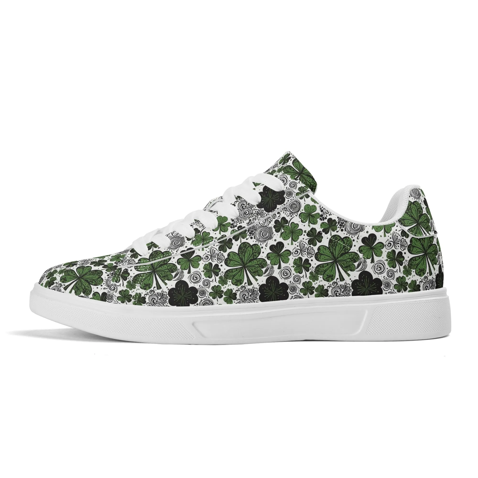 Scribbled Clover Adult Lightweight Brand Low Top Leather Shoes