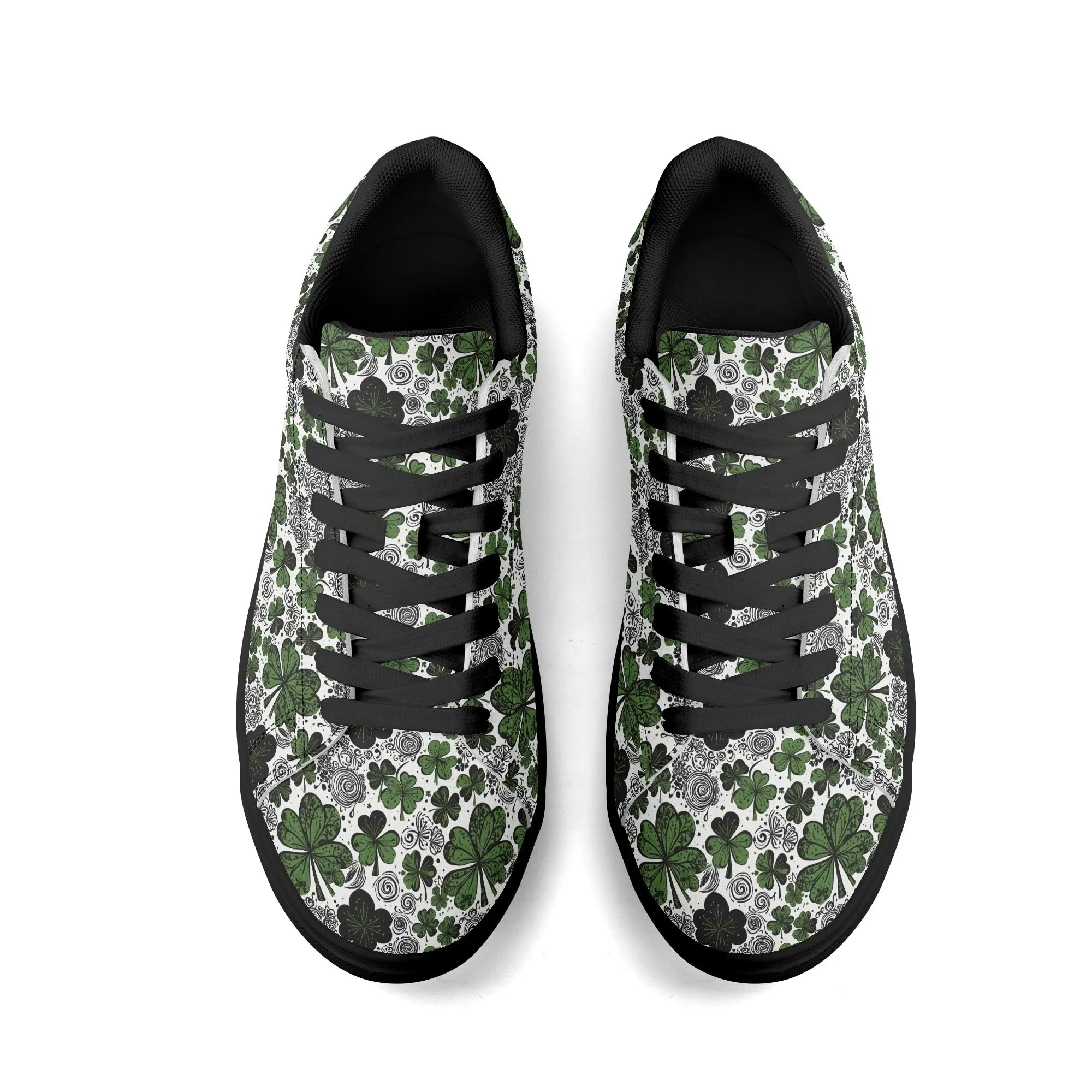 Scribbled Clover Adult Lightweight Brand Low Top Leather Shoes
