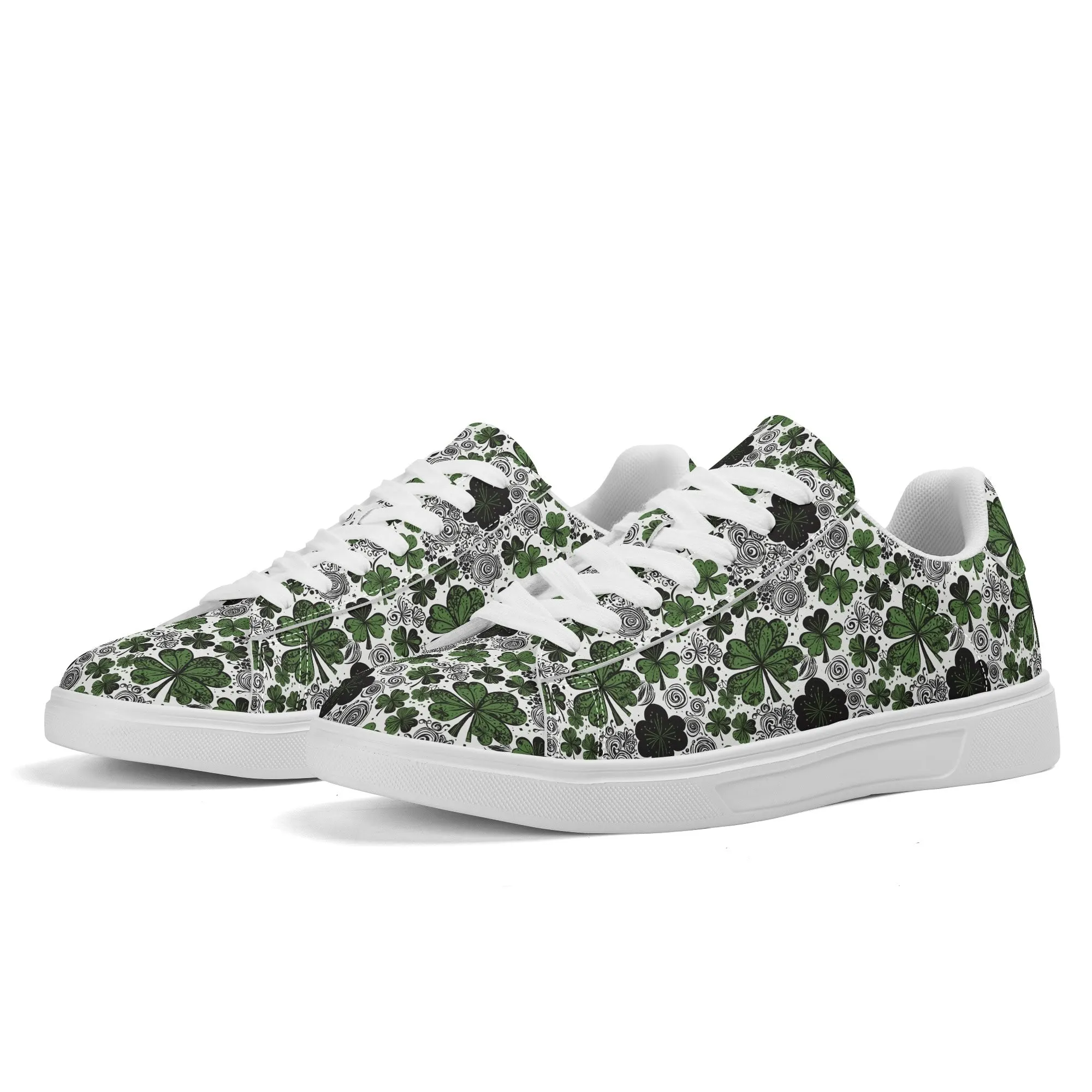 Scribbled Clover Adult Lightweight Brand Low Top Leather Shoes