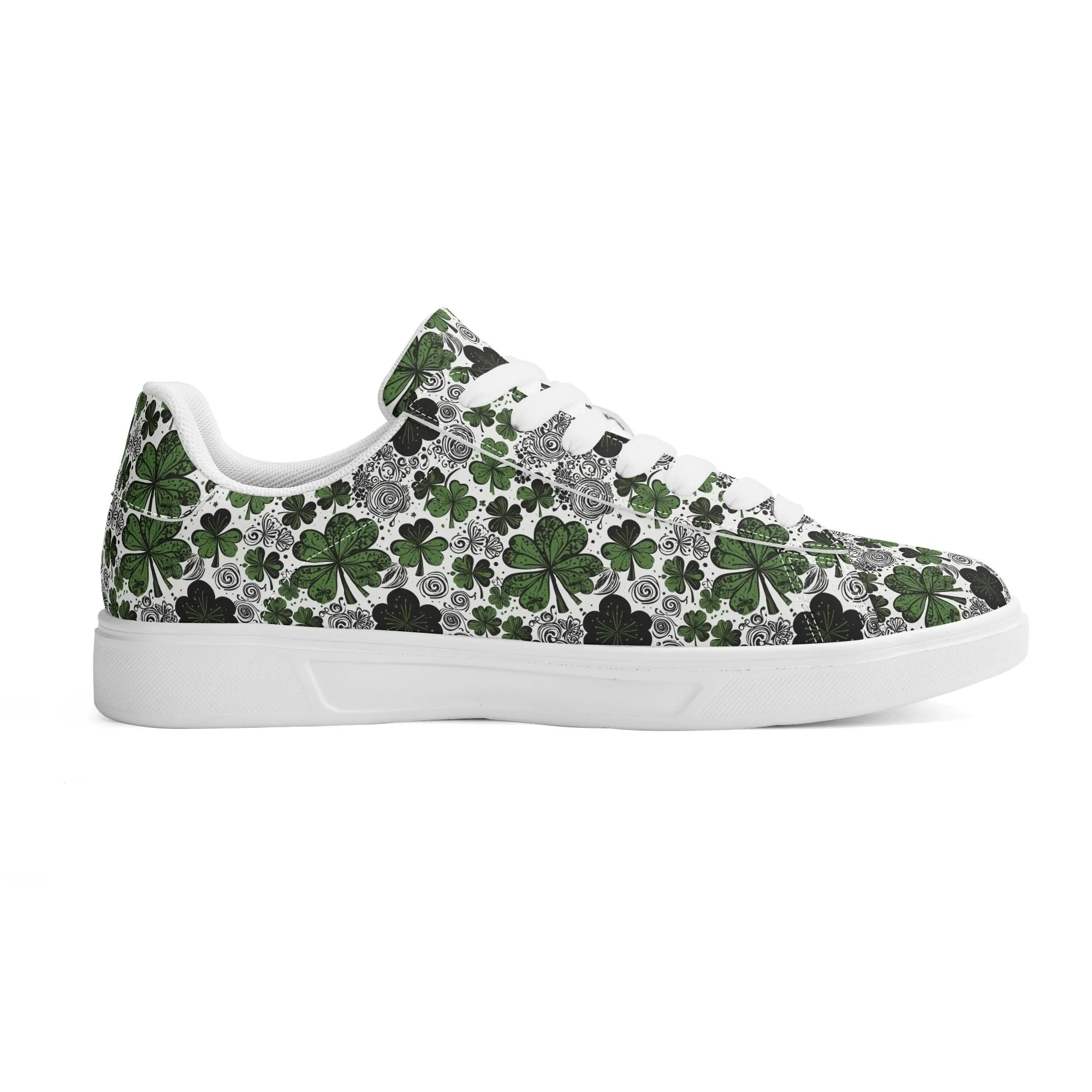 Scribbled Clover Adult Lightweight Brand Low Top Leather Shoes