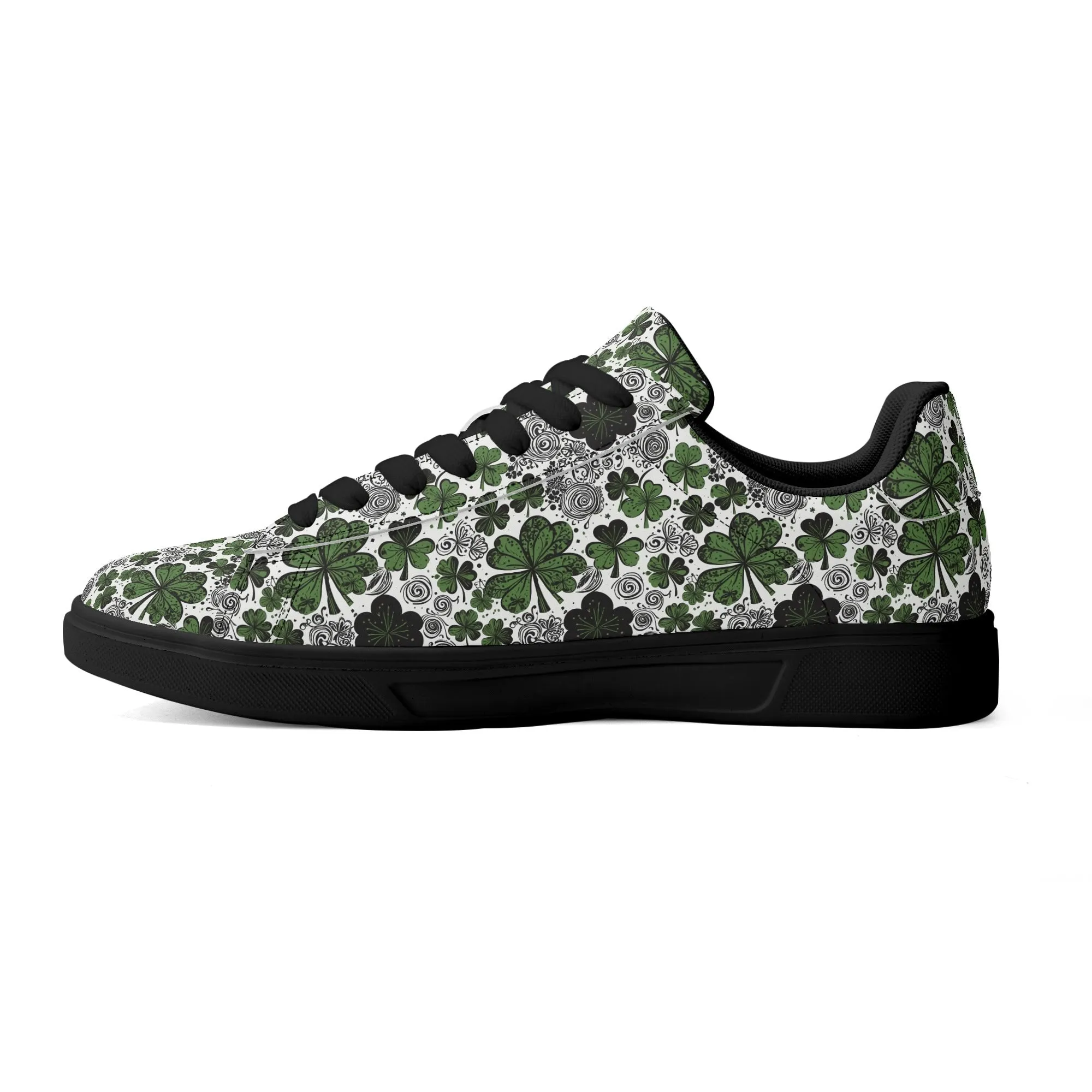 Scribbled Clover Adult Lightweight Brand Low Top Leather Shoes