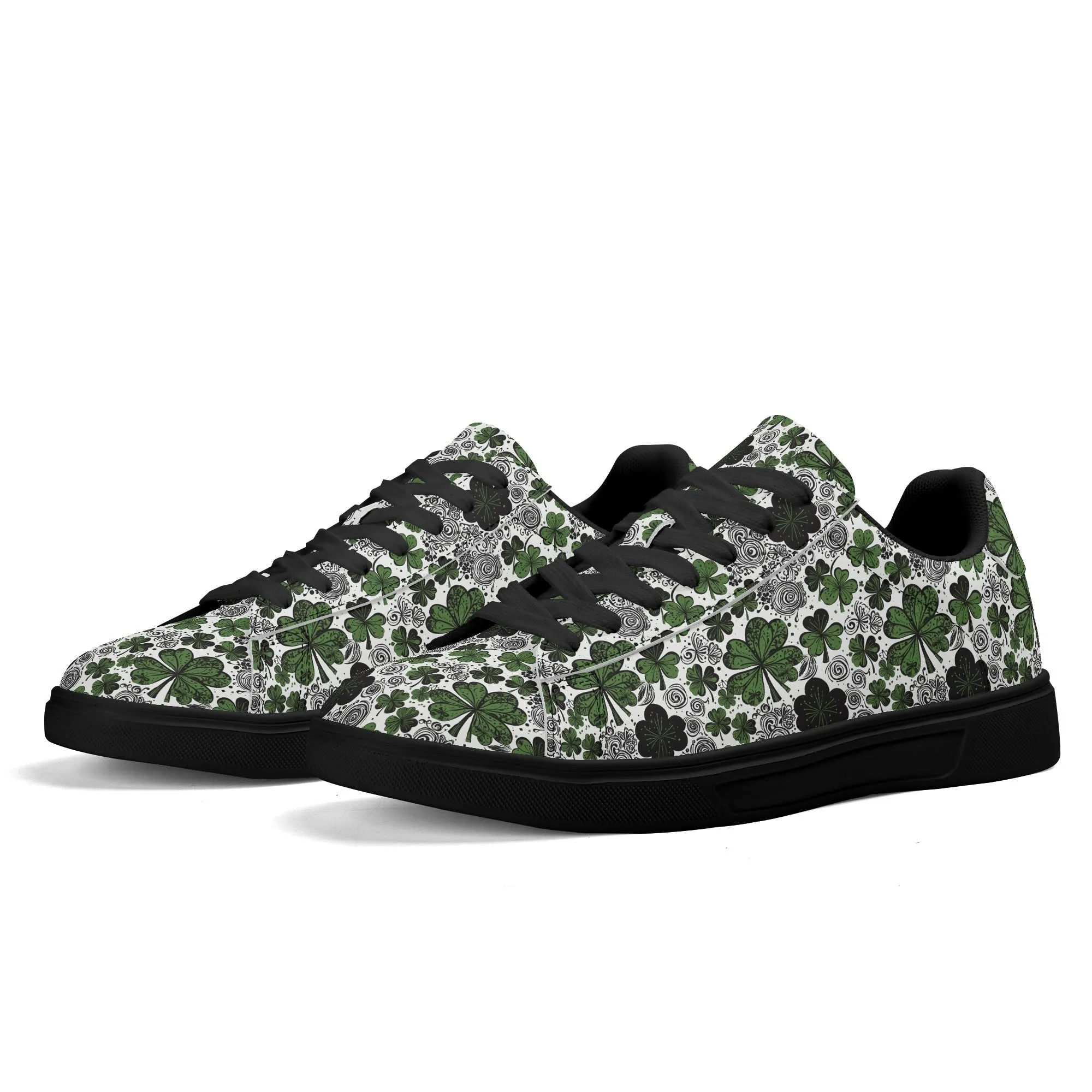 Scribbled Clover Adult Lightweight Brand Low Top Leather Shoes