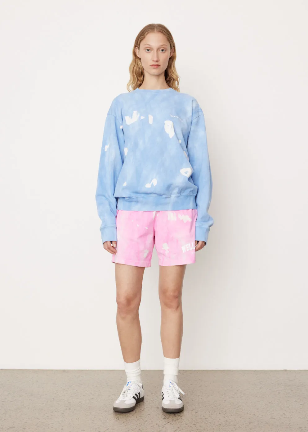 Serif Logo Embroidered Tie Dye Crewneck