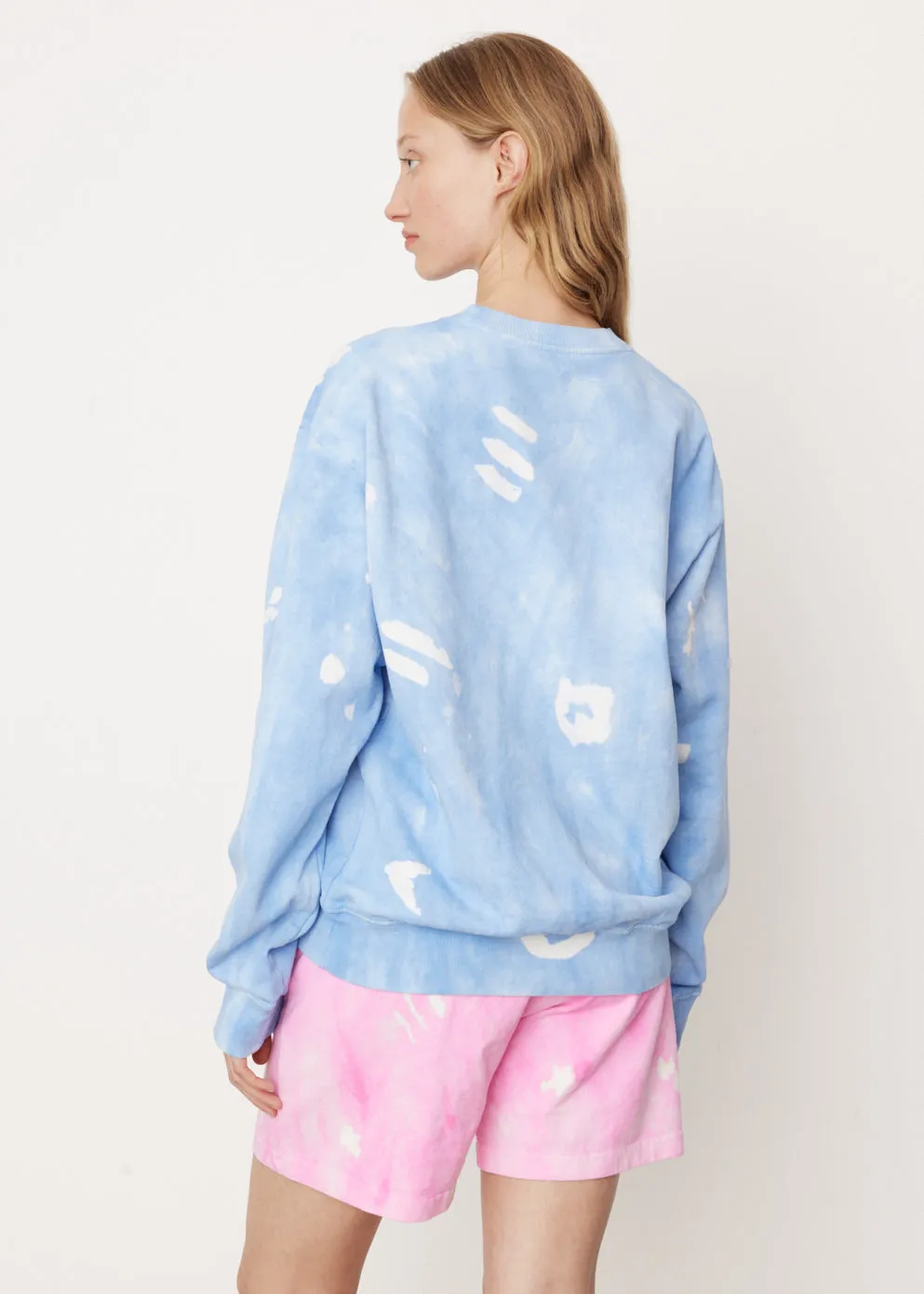 Serif Logo Embroidered Tie Dye Crewneck