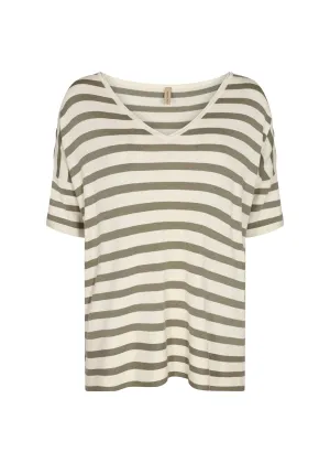 Soya Concept Stripe Light Jumper Khaki Ivory