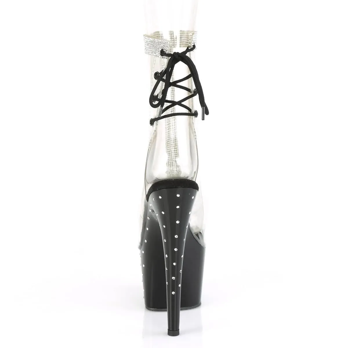 STARDUST-1018C-2RS Black & Clear Calf High Peep Toe Boots