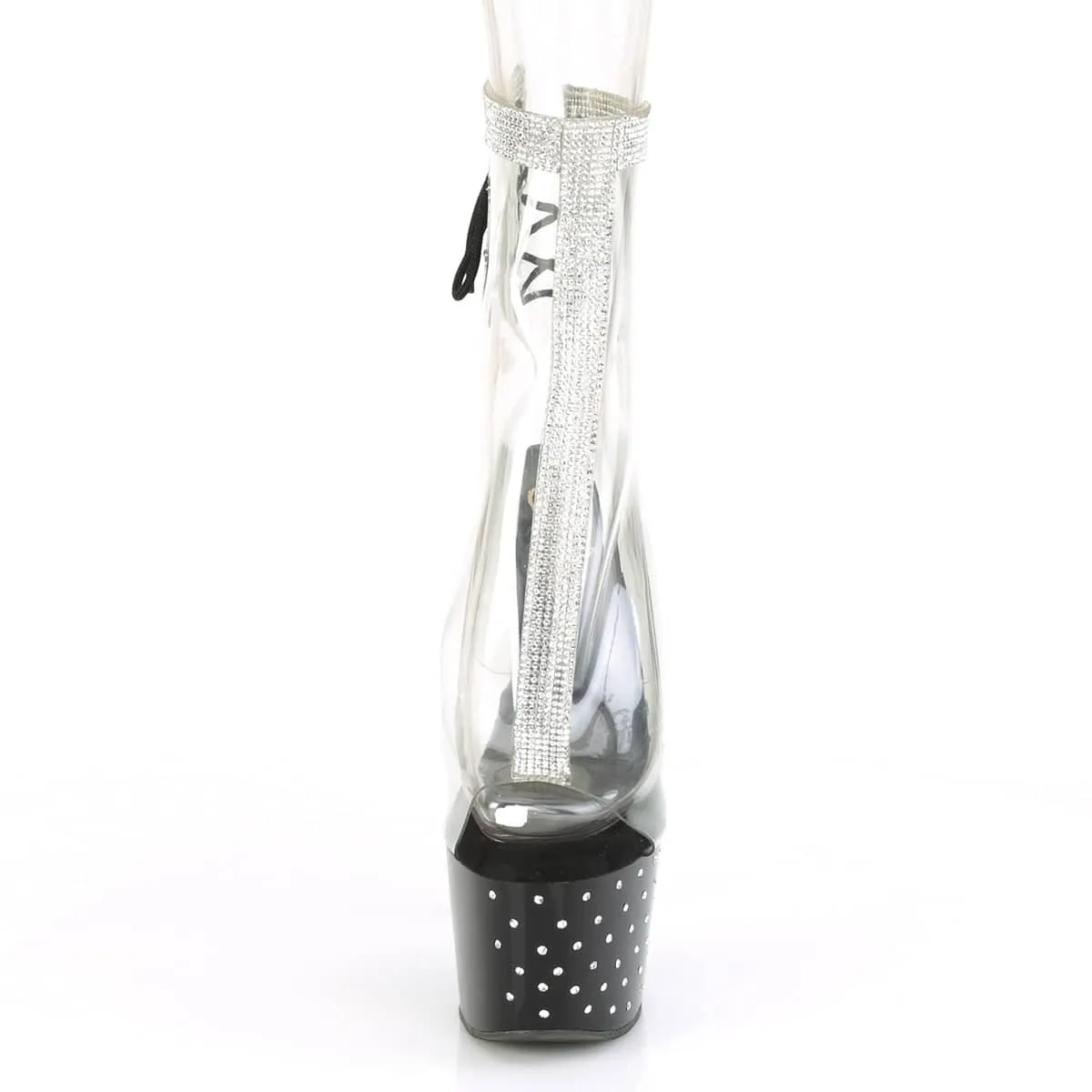 STARDUST-1018C-2RS Black & Clear Calf High Peep Toe Boots