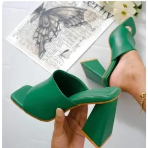 Stylish Green Synthetic Heels For Women