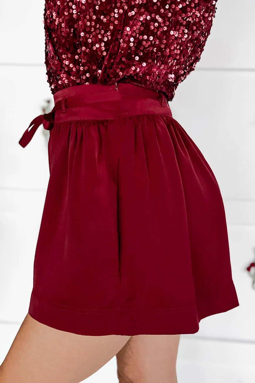 Sweetly True Satin Shorts (Wine)
