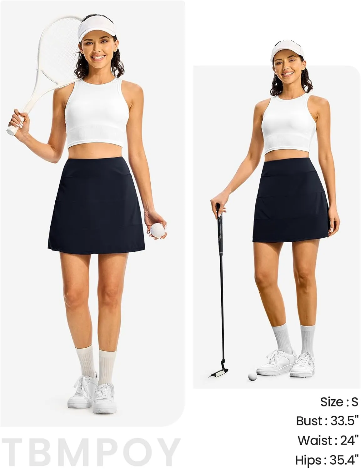 TBMPOY Women's Tennis Skorts Skirts Pleated High Waisted 16" with Zipper Pockets Golf Athletic Casual Sports Pickleball