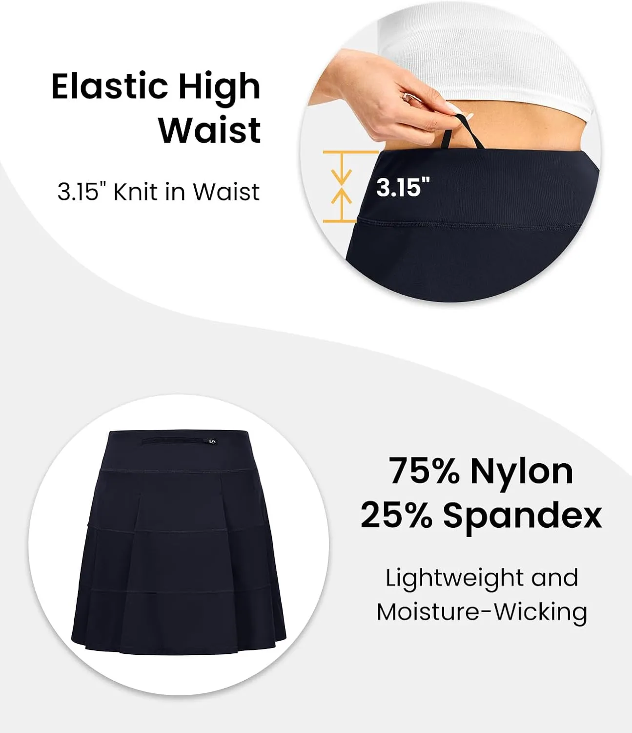 TBMPOY Women's Tennis Skorts Skirts Pleated High Waisted 16" with Zipper Pockets Golf Athletic Casual Sports Pickleball