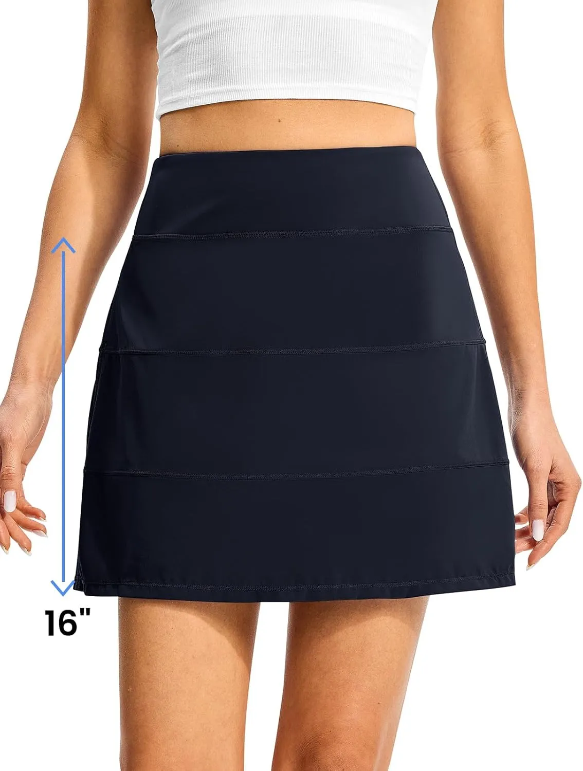 TBMPOY Women's Tennis Skorts Skirts Pleated High Waisted 16" with Zipper Pockets Golf Athletic Casual Sports Pickleball