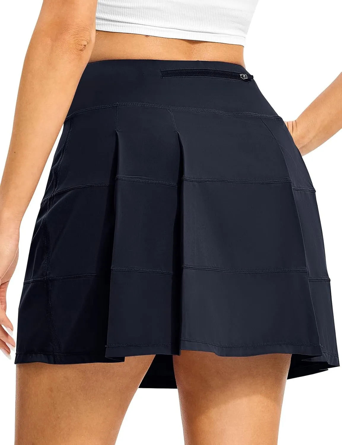 TBMPOY Women's Tennis Skorts Skirts Pleated High Waisted 16" with Zipper Pockets Golf Athletic Casual Sports Pickleball