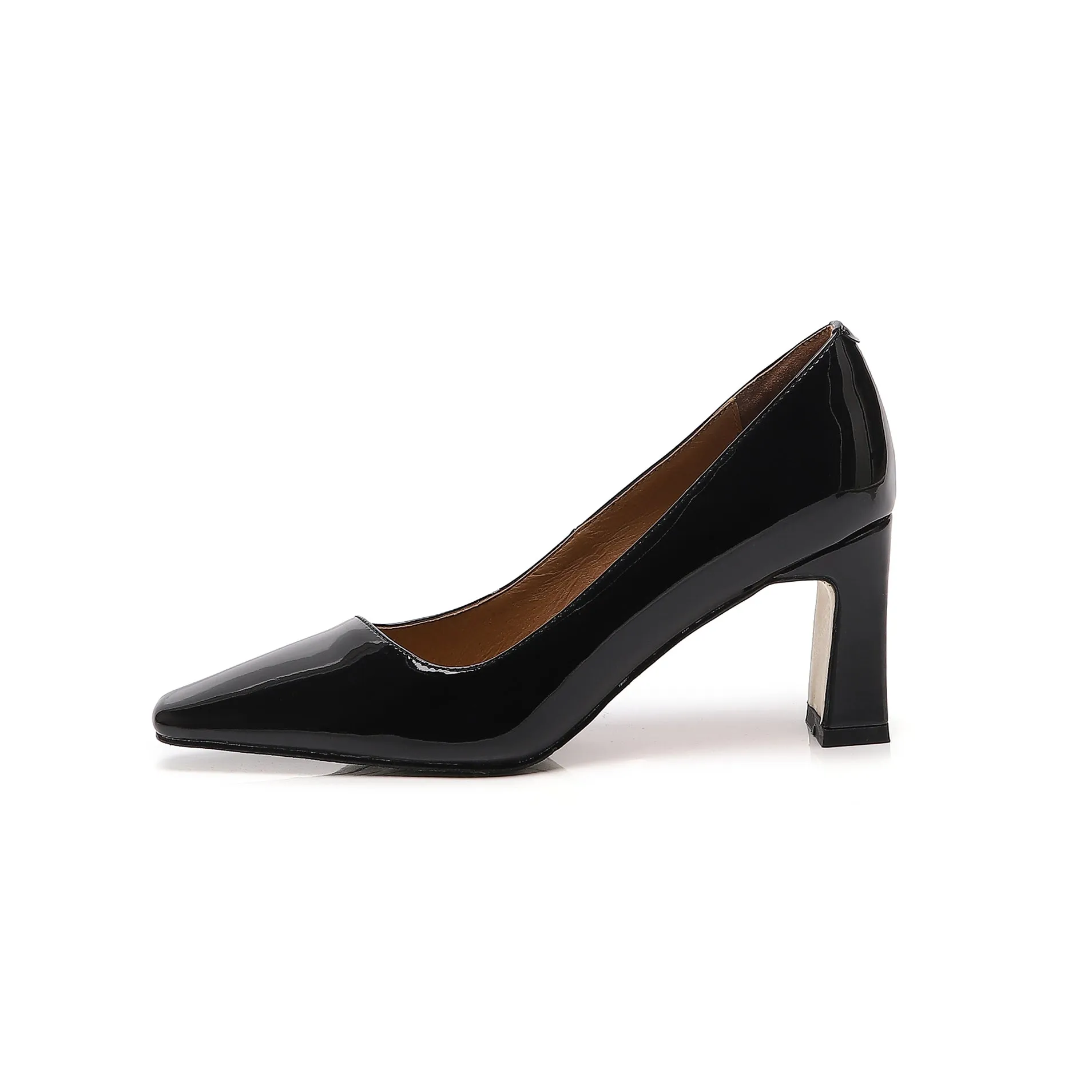 TinaCus Women's Patent Leather Handmade Square Toe Mid Heels Slip On Chic Pumps Shoes