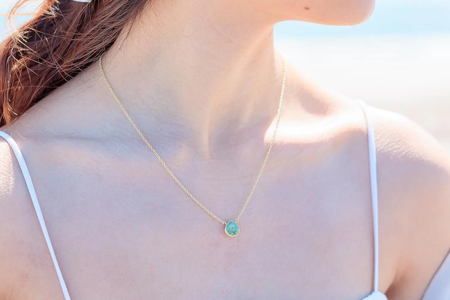 Turquoise Necklace for Women - Authentic 925 Sterling Silver Necklace 18K Gold Jewelry, Dainty Heart Necklace Earring Set for Teen Girls, December Birthstone Gift for Mothers Day