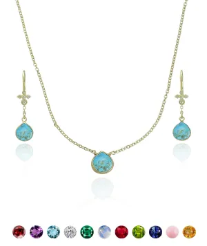 Turquoise Necklace for Women - Authentic 925 Sterling Silver Necklace 18K Gold Jewelry, Dainty Heart Necklace Earring Set for Teen Girls, December Birthstone Gift for Mothers Day