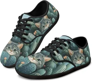 Women Minimalist Barefoot Shoes Comfortable House Shoes Light Elastic Lace-Up Fitness Shoe for Gym US 6-13.5 Black Sole